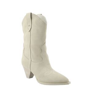GUESS Womens Ivory Padded Odilia Round Toe Cone Heel Leather Western Boot 6.5 M